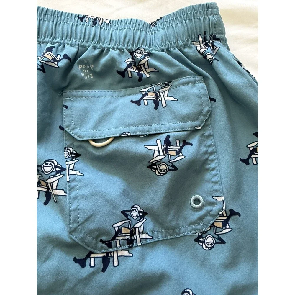 Life Is Good Swim Shorts M Blue Graphic Print